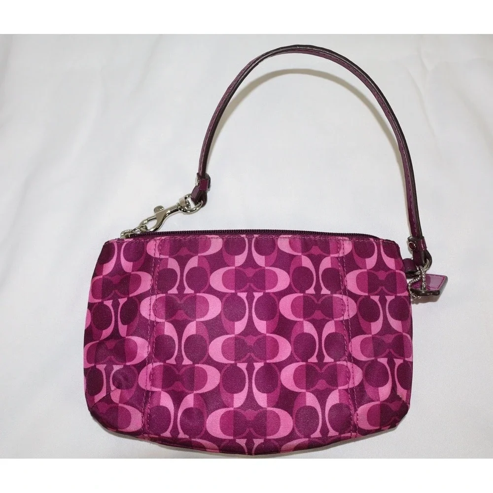 Coach Y2K Signature C Wristlet Pink Silver Logo Bag